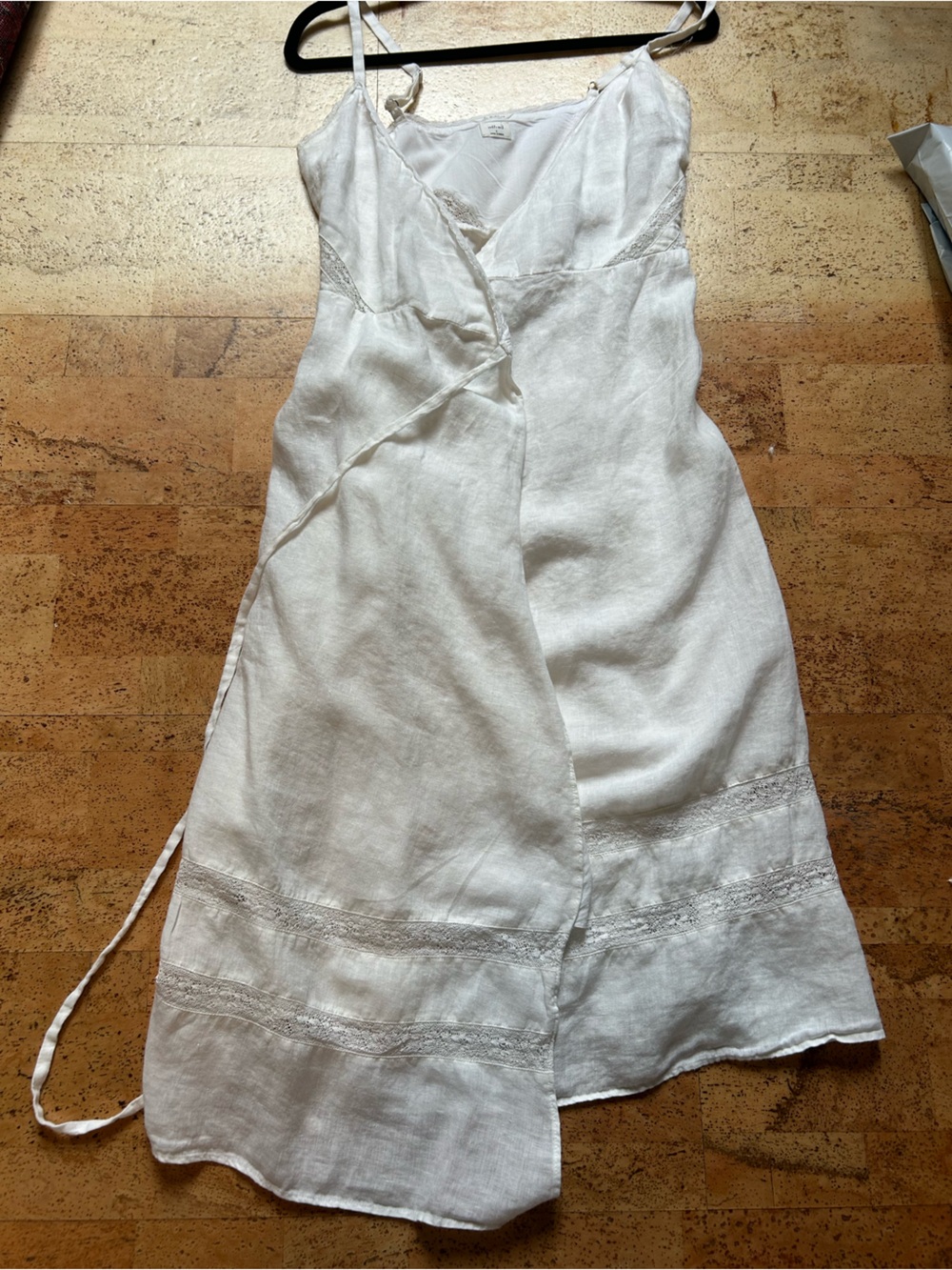 Wilfred La Bohème 100% Linen White Wrap Midi Dress | Lace Trim | Size S - Picture 6 of 7